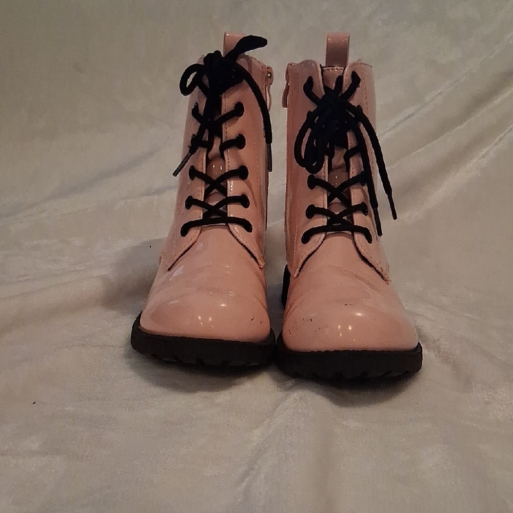 Pink Lace-Up Ankle Boots